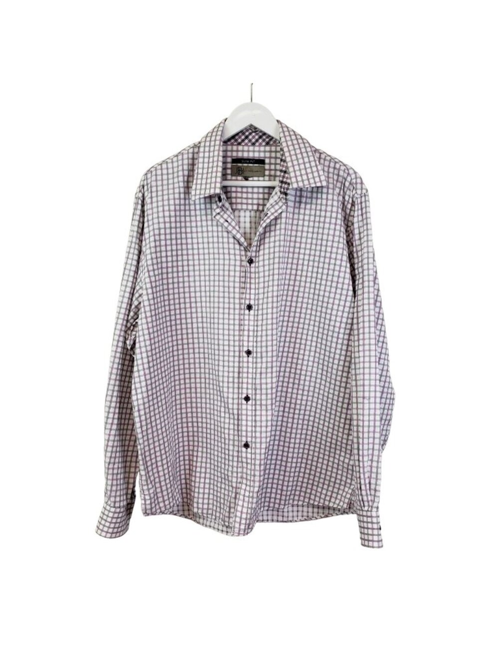Jhane Barnes Slim Fit Checked Flip Cuff Button Down Shirt Size 2XL (est)